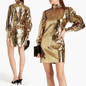 NWT Borgo De Nor Lima Sequins Mini Dress in Gold UK: 6